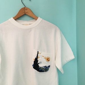 Handmade | Embroidered Starry Night T-Shirt